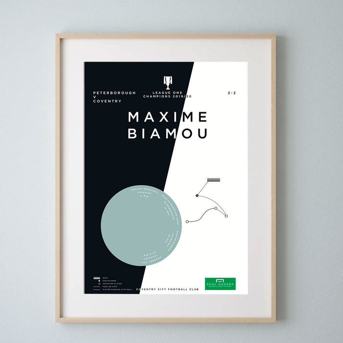 Maxime Biamou infographic football art print - coventry goal against Peterborough