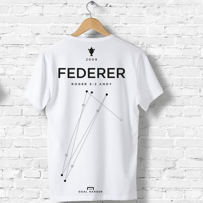 Federer 2009 Wimbledon shirt - The Goal Hanger. Infographic tennis t-shirts.