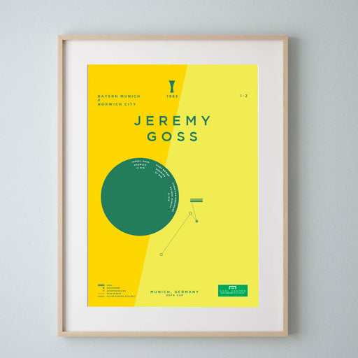 Jeremy Goss Football Art Print celebrating his goal for Norwich against Bayern Munich