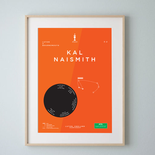 Kal Naismith infographic football print luton goal v bournemouth 2022