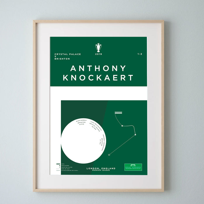 Infographic football art print illustrating Knockhaert goal for Brighton against Crystal Palace in 2019