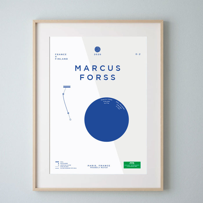 Marcus Forss Football Art Print illustrating his goal against France for Finland