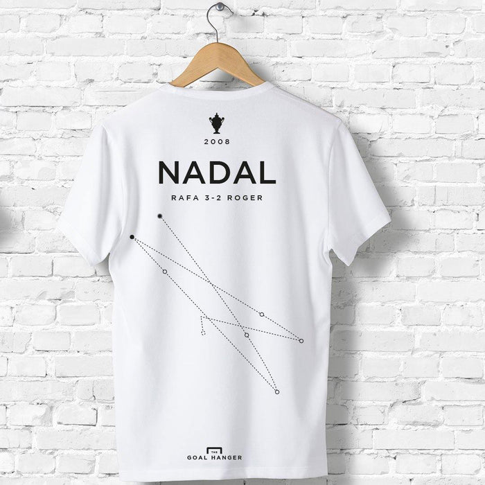 Nadal Wimbledon 2008 Shirt - The Goal Hanger. Infographic tennis t-shirts.